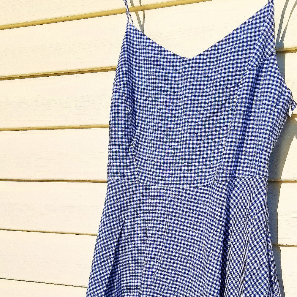 Gingham blue chequered skater dress